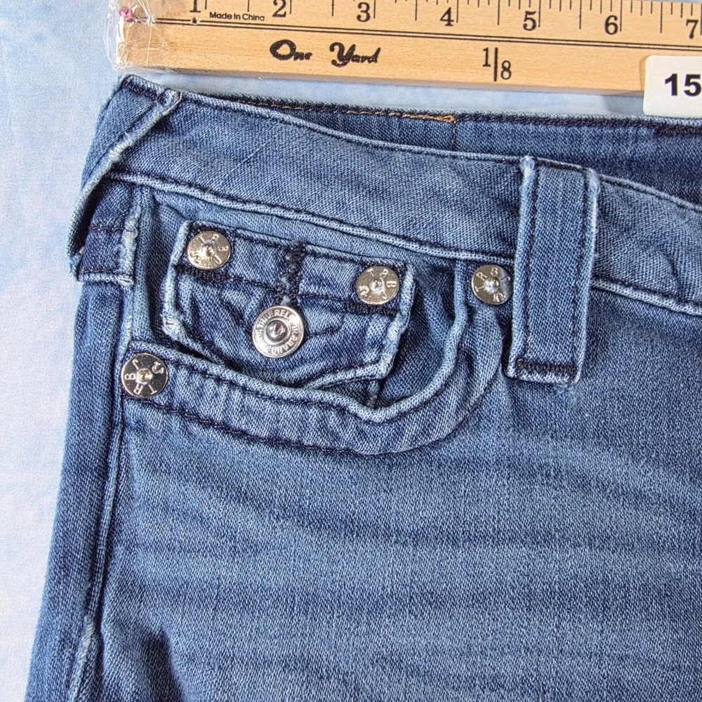 True Religion Casey Moto Skinny Jeans Womens 26 Blue Denim Ribbed Panel Low Rise
